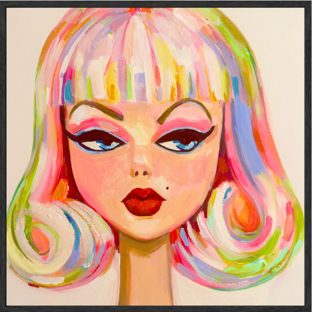 Rainbow Barbie Print square