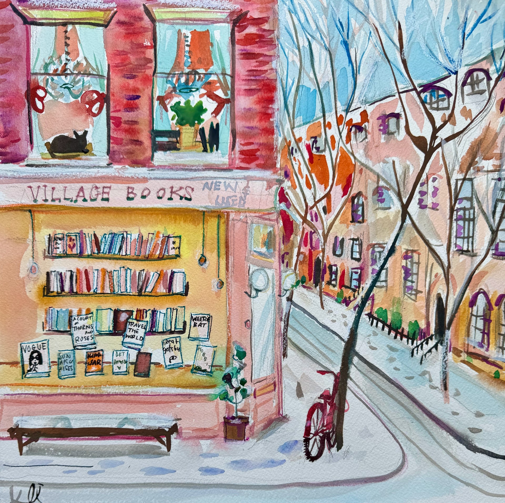 Winter Bookshop Print