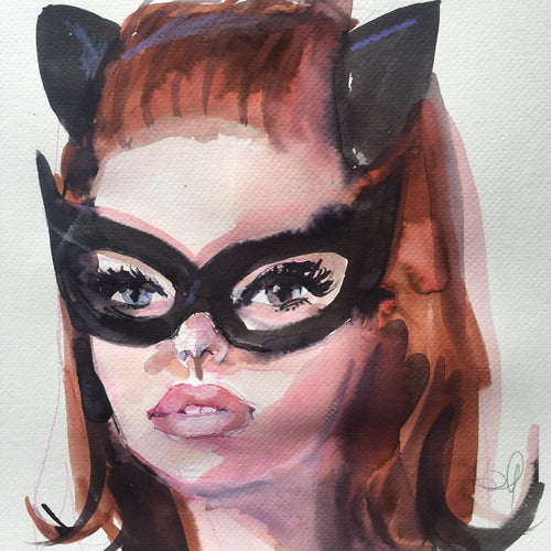 Cat Woman Retro Print