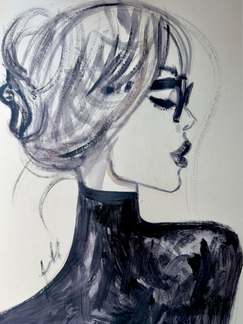 Line Drawing Turtleneck Print