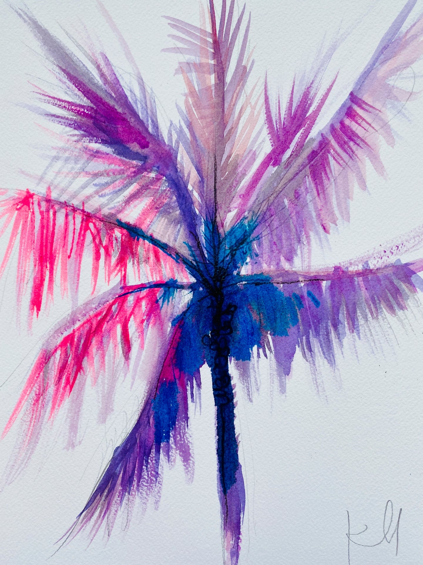 Purple Pink Palm Print