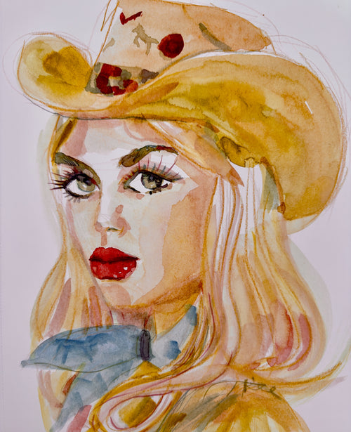 Red Lip Cowgirl Print