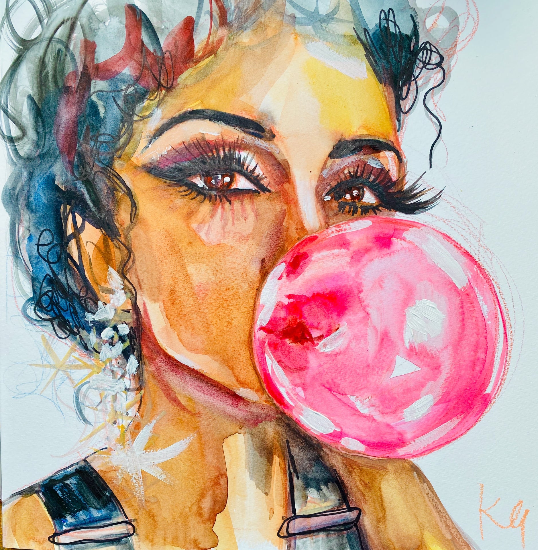 Bubble Girl Print