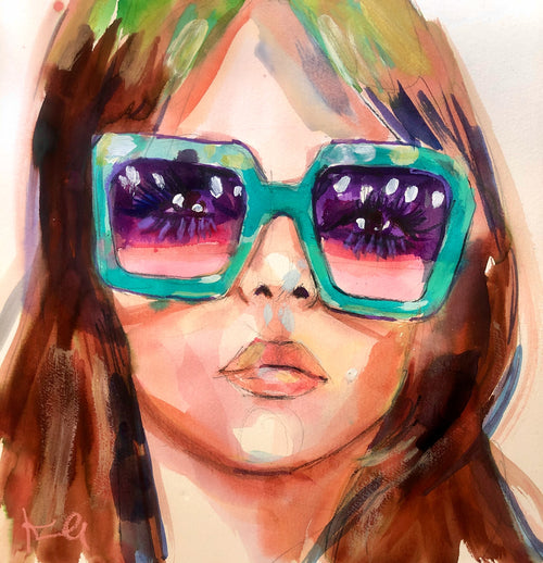 Blue Glasses Print