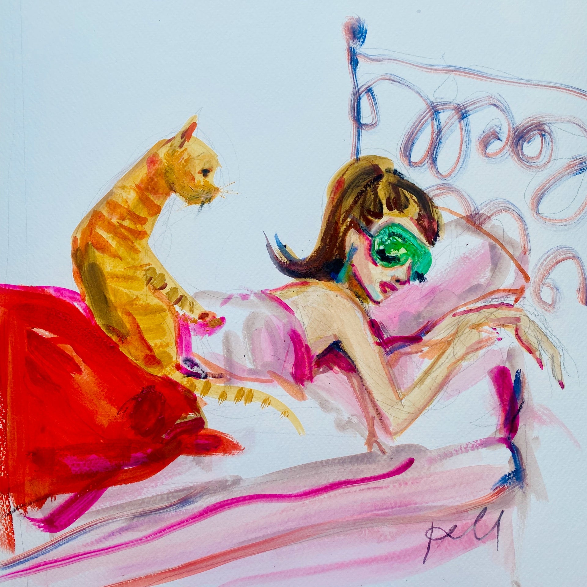 Audrey Breakfast Cat Print