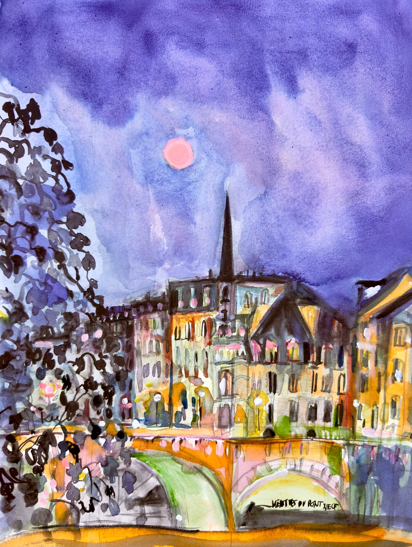 Pink Moon Paris Print