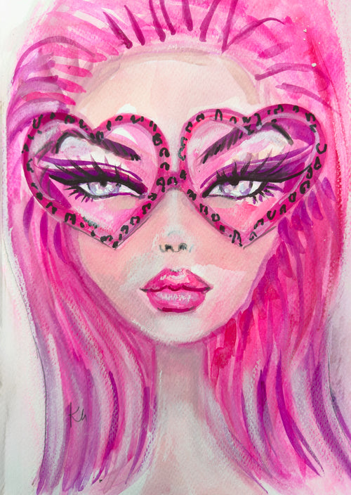 Pink Heart Shaped Shades Print