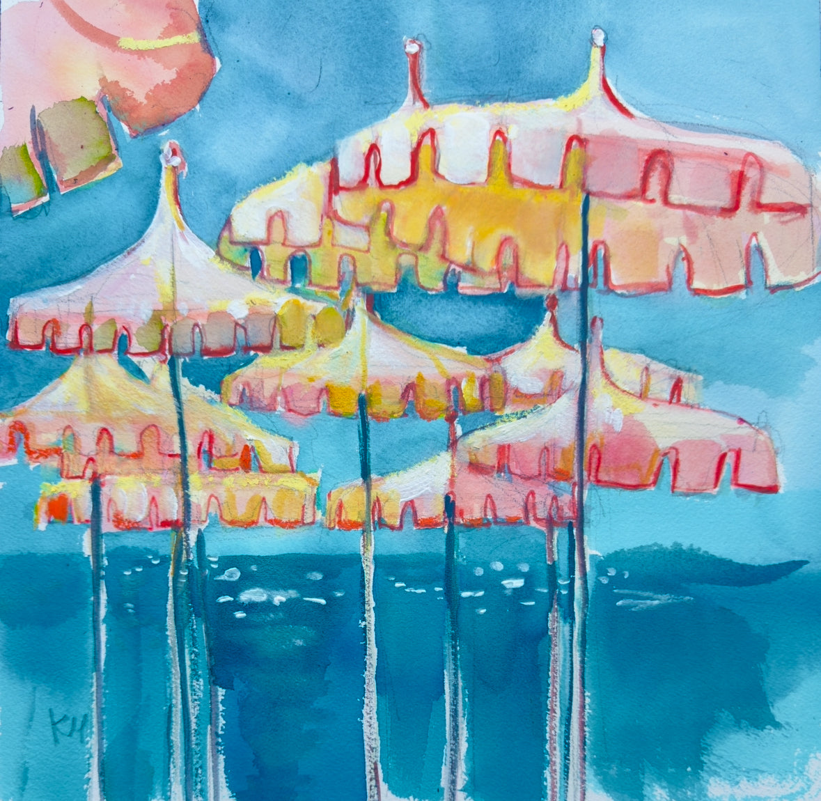 Beach umbrellas.