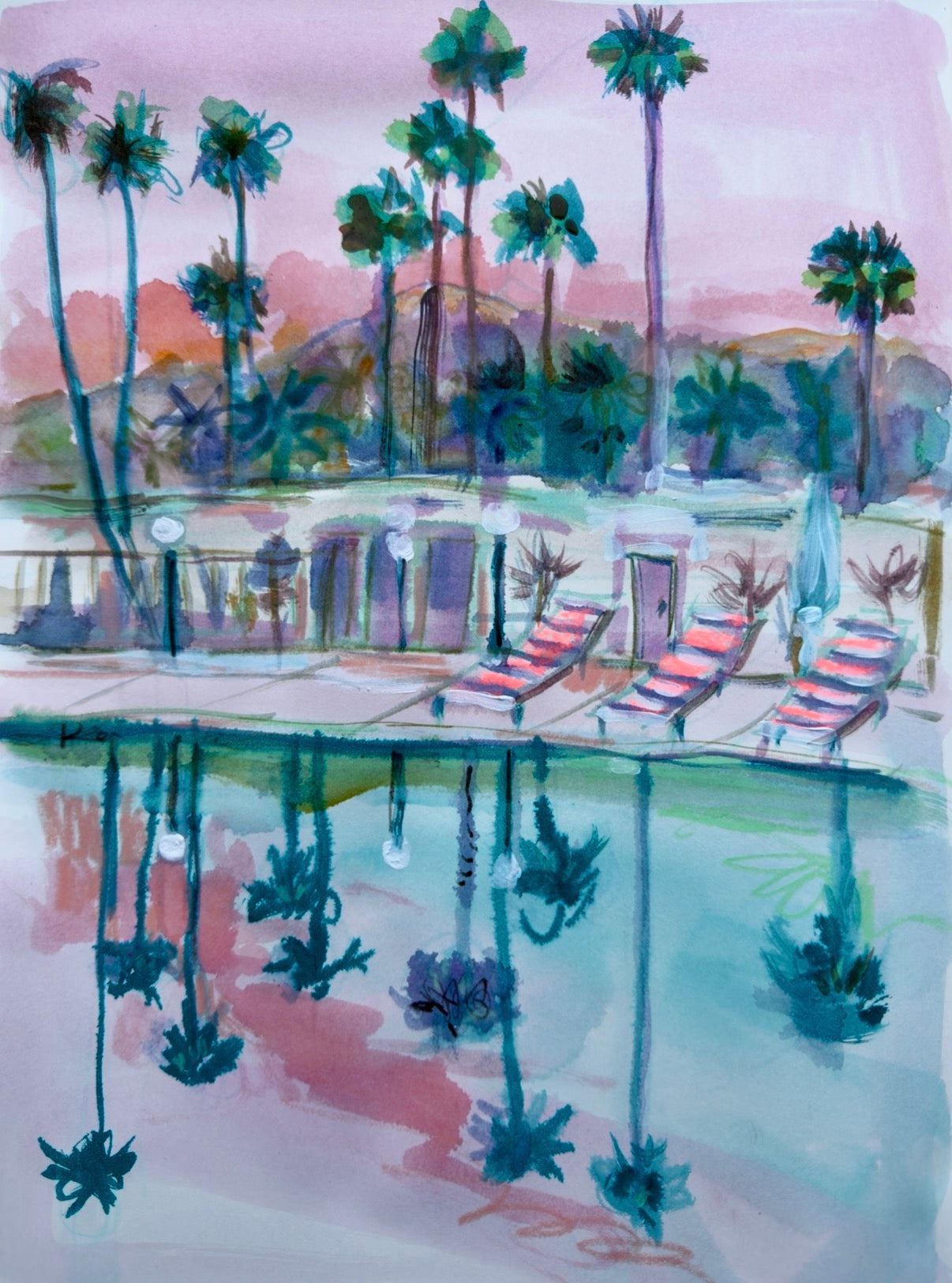 Poolside at sunset original