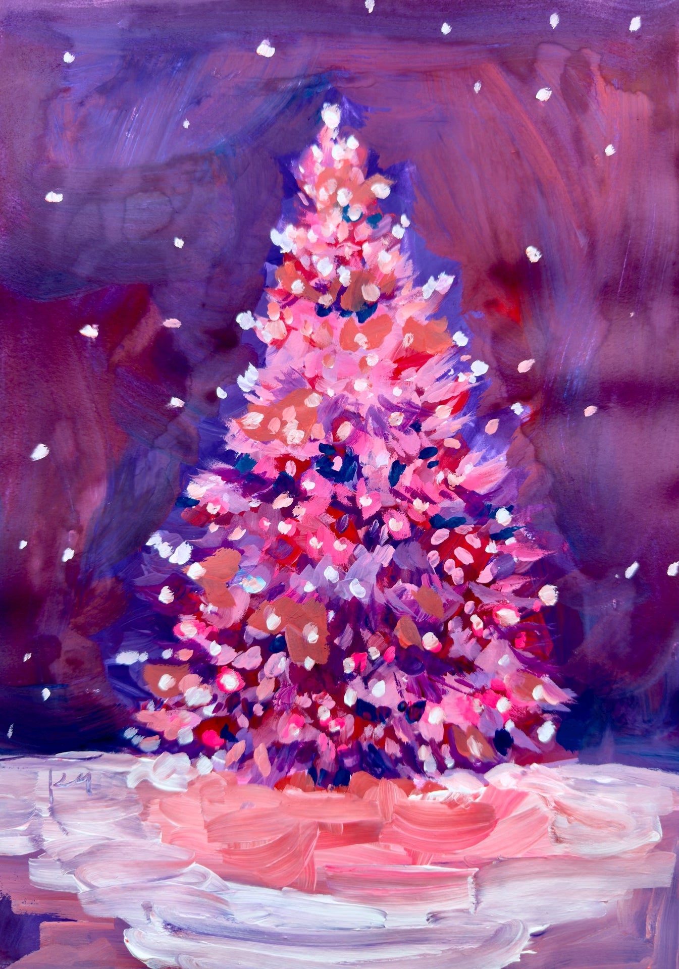 Pink Glow Tree Print