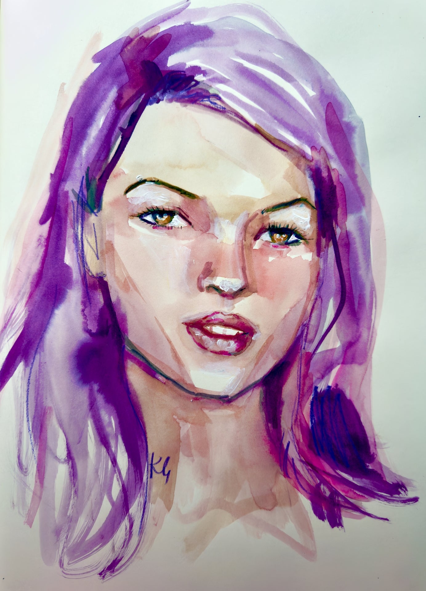 Purple Kate Moss Print