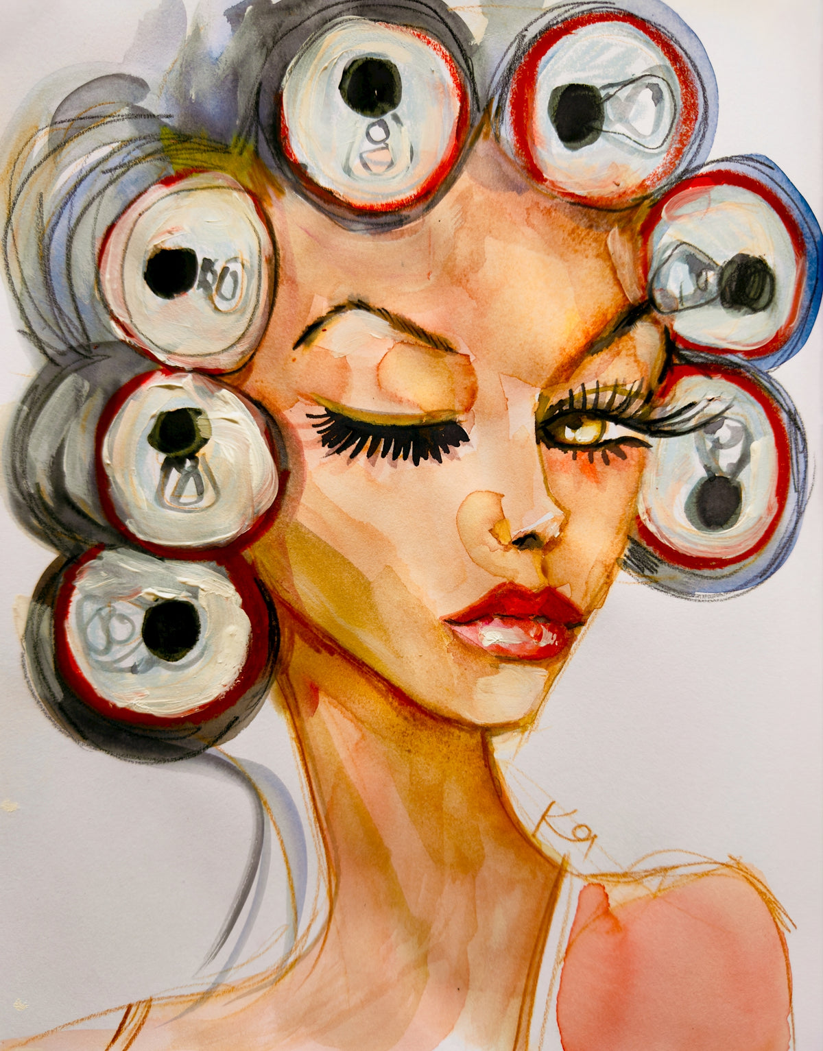 Winking Coke Curlers Print
