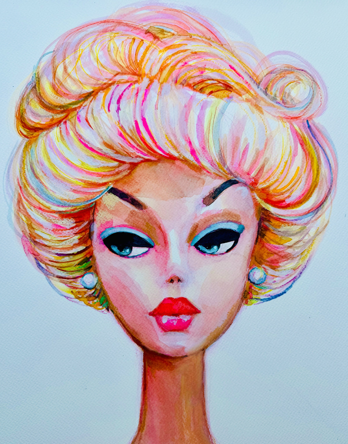Rainbow Retro Barbie Print