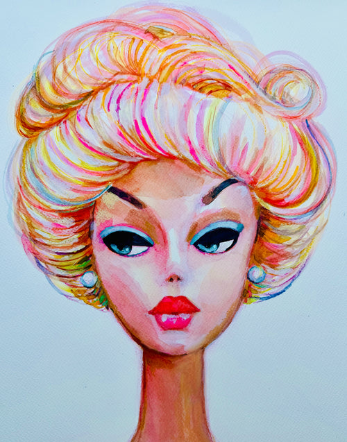 Rainbow Retro Barbie Print