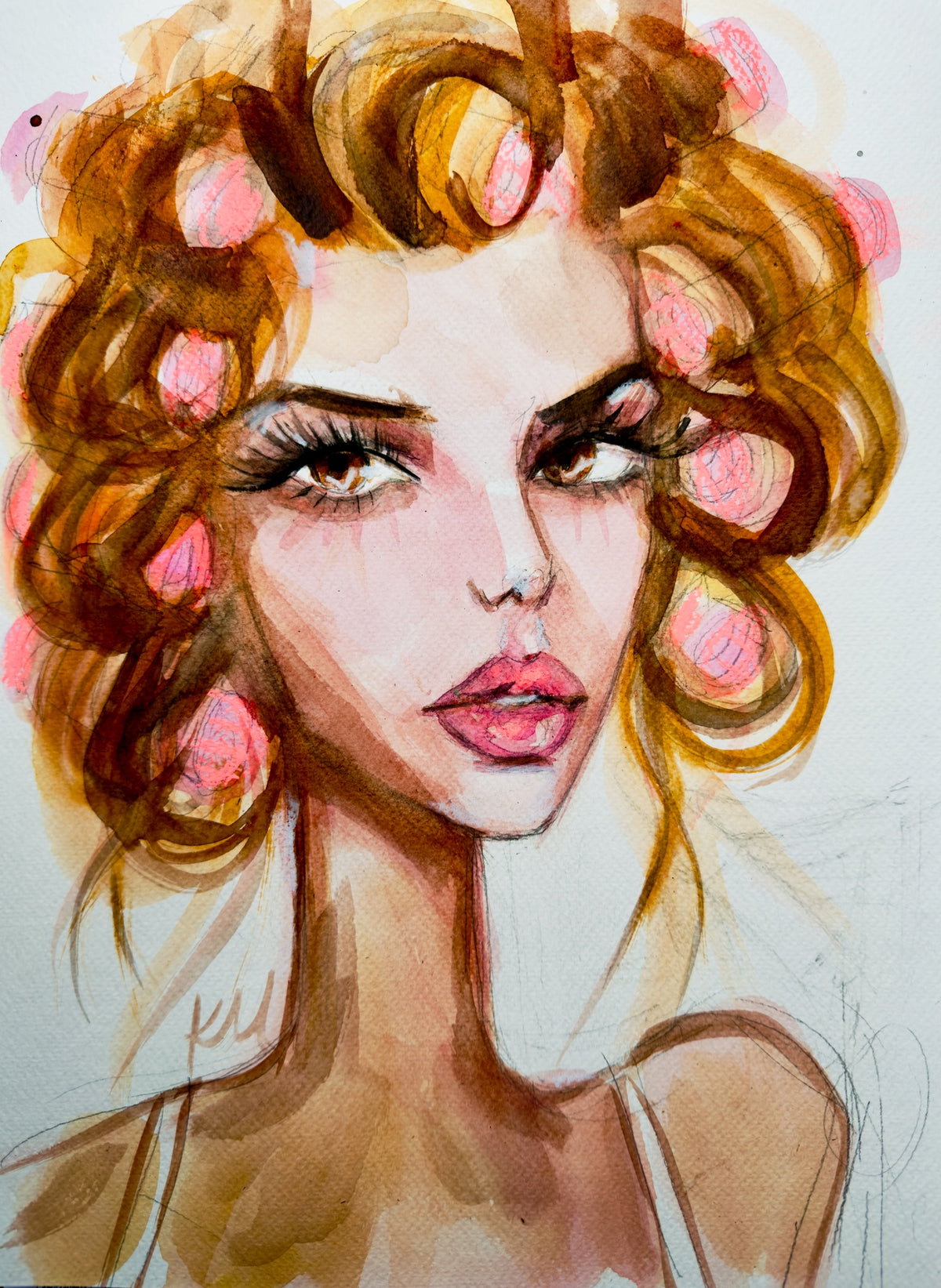 Curlers Getting Ready Print